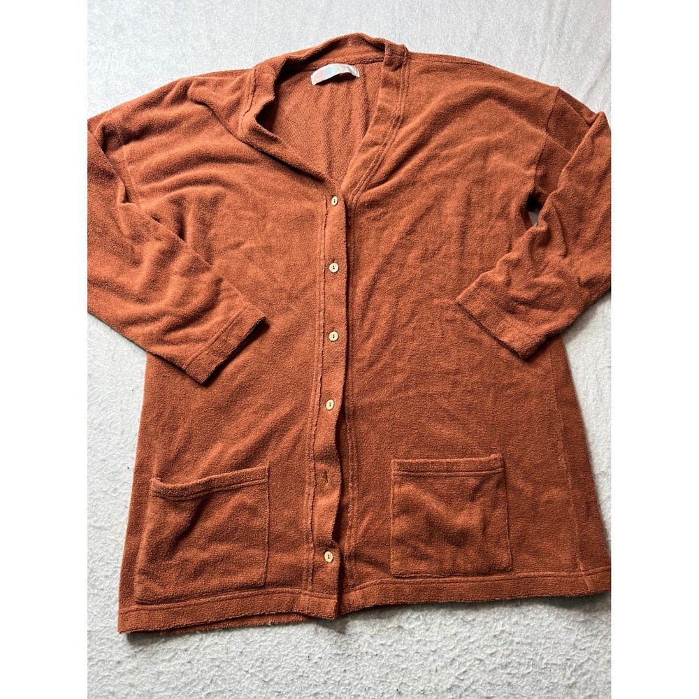 Free People FP Beach Cozy Cardigan Sweater Rust Orange Button‎ Front Pockets XS